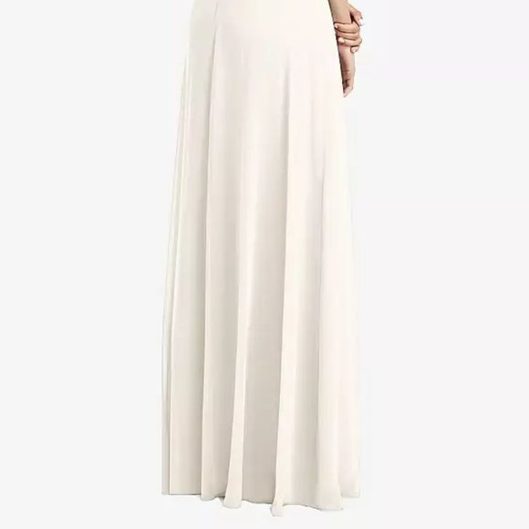Bow-Shoulder V-Back Chiffon Gown with Front Slit...TH018...Ivory...Size 16 Long - Picture 4 of 6